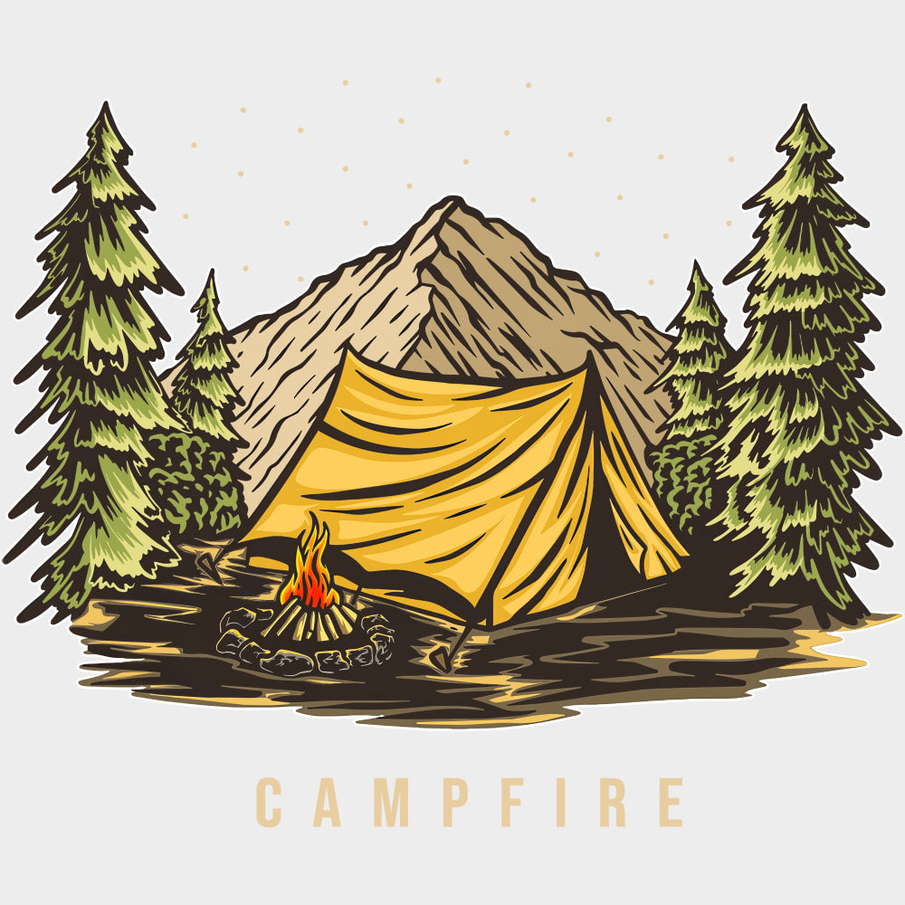 Campfire - Hiking DTF Transfers Adult Unisex - S & M (10’’) / Light Color Design (See Imaging)