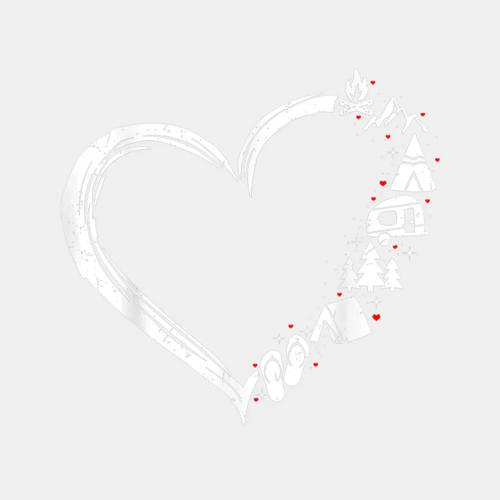Camping And Hiking Lover Heart Design - Dtf Heat Transfer Unisex S & M ( 10 ) / Light Color See