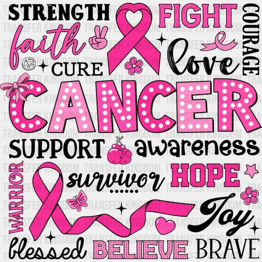 Cancer Awareness Support - Cancer DTF Transfer Unisex - S & M (10’’) Dark Color Design (See Imaging)