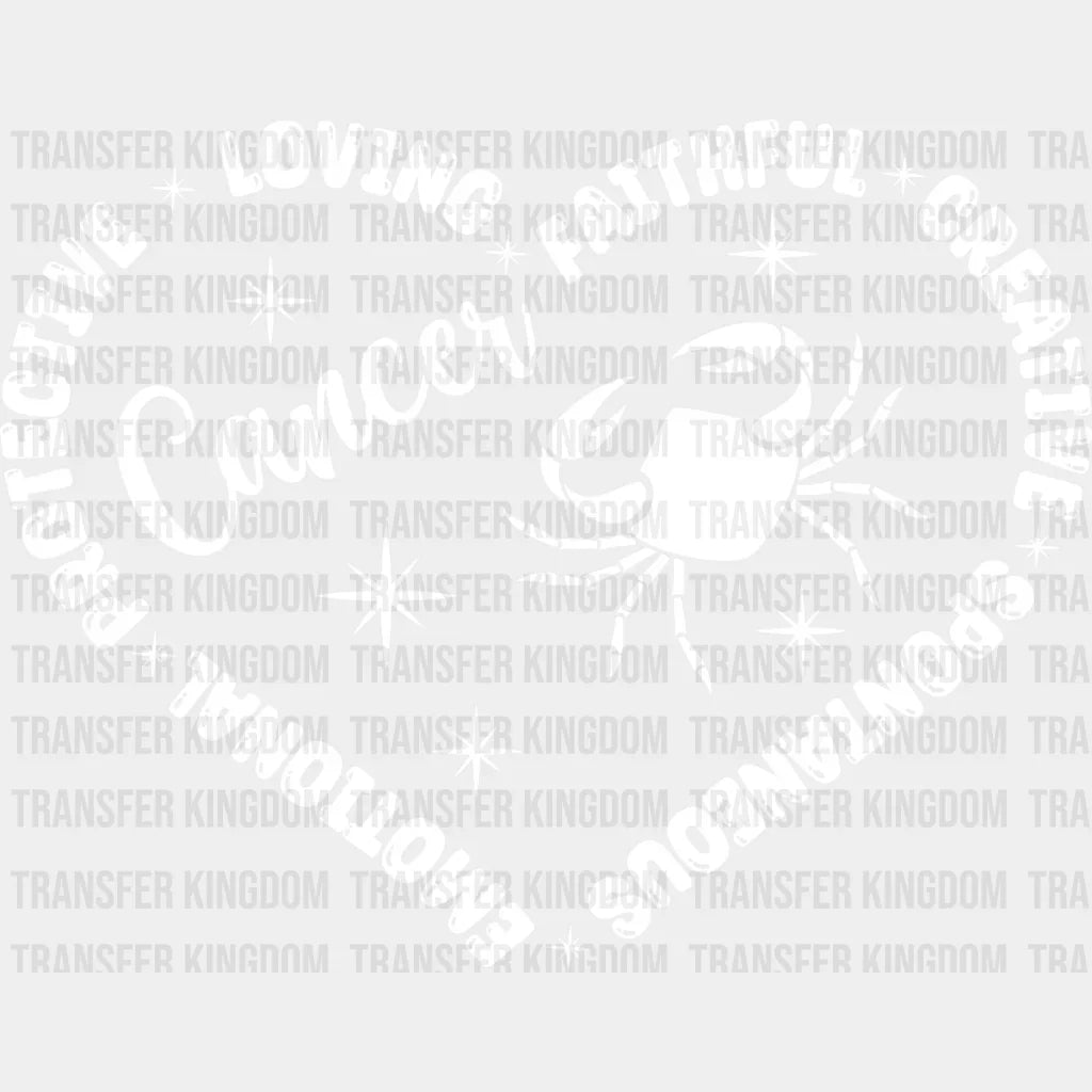 Cancer Heart Design - Zodiac & Horoscopes Dtf Heat Transfer Unisex S M (10’’) / Light Color See