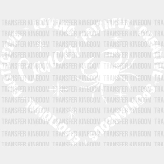 Cancer Heart Design - Zodiac & Horoscopes Dtf Heat Transfer Unisex S M (10’’) / Light Color See