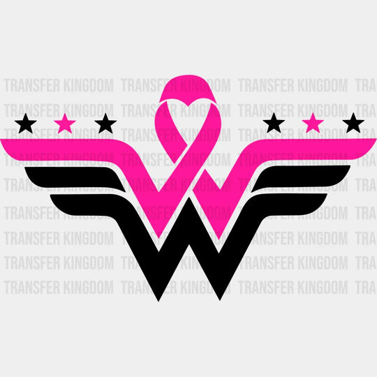 Cancer Ribbon Wonder Women Transfer Warrior Breast Fighter Awareness Strong Unisex - S & M ( 10 ) /