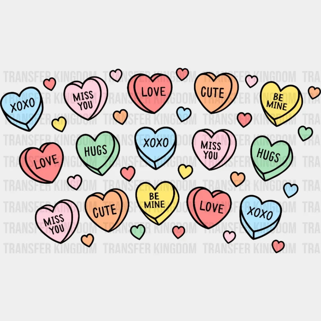 Candy Hearts Cute Conversation Design - Dtf Heat Transfer