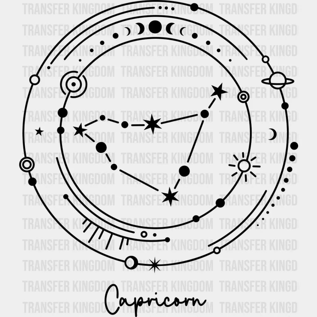 Capricorn Constellation Design - Zodiac Dtf Transfer Unisex S & M (10’’) / Dark Color See Imaging