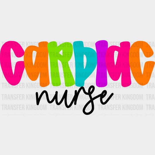 Cardiac Nurse Colorful Letters - Cardiac Nurse DTF Transfers Adult Unisex - S & M (10’’) / Dark Color Design (See