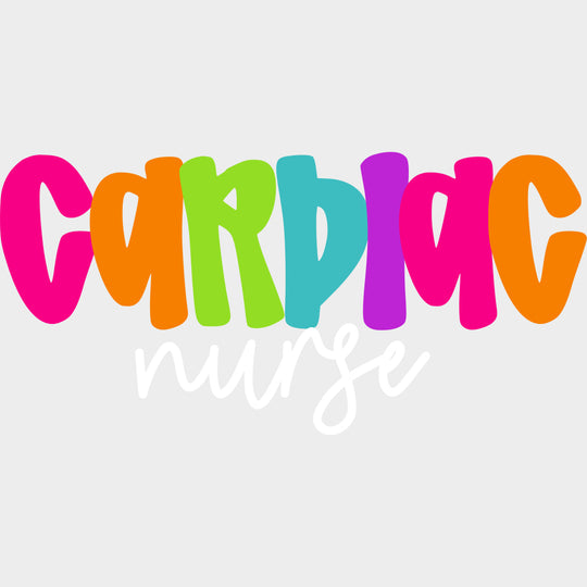Cardiac Nurse Colorful Letters - Cardiac Nurse DTF Transfers Adult Unisex - S & M (10’’) / Light Color Design (See