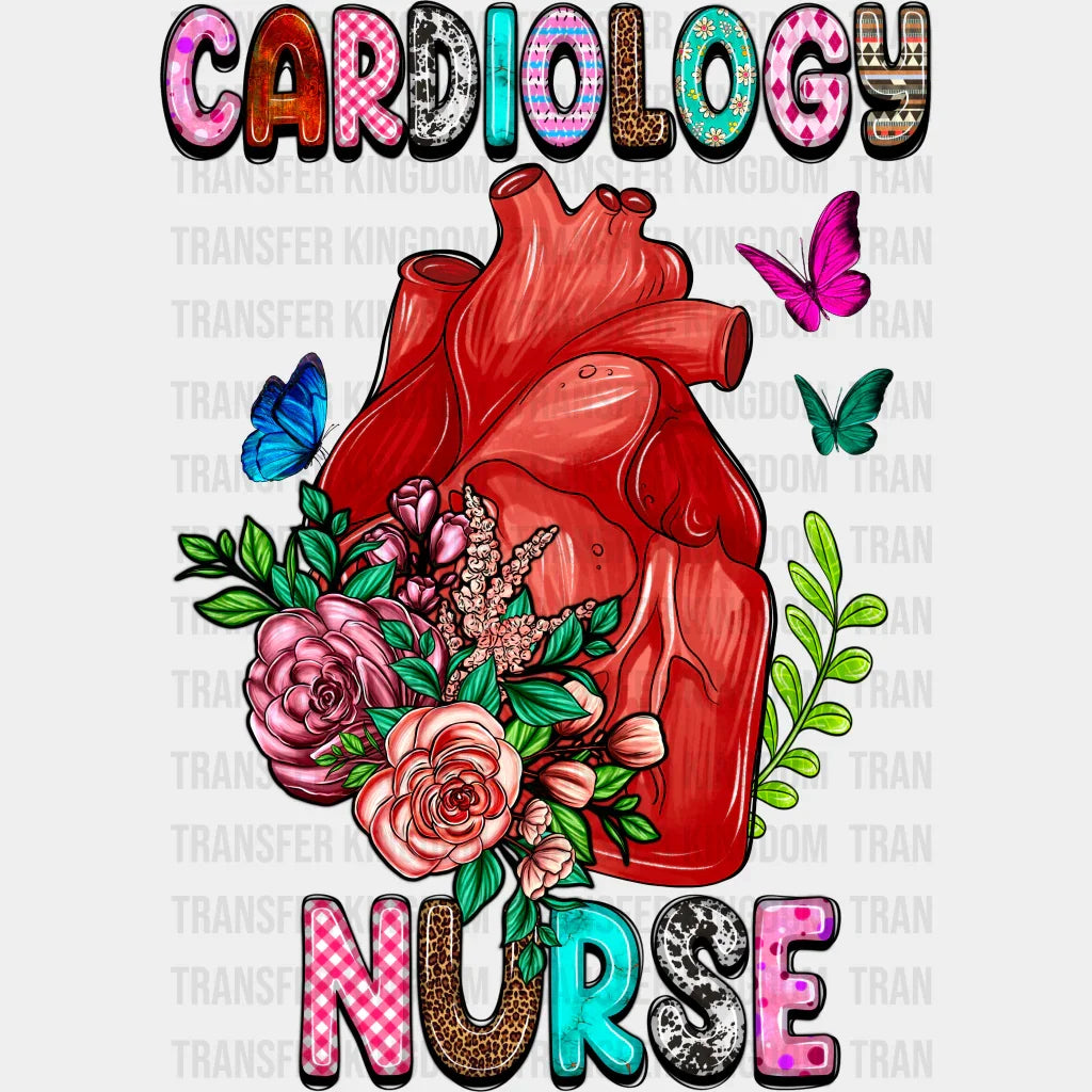 Cardiology Flower Heart Nurse - Cardiactic Dtf Heat Transfer