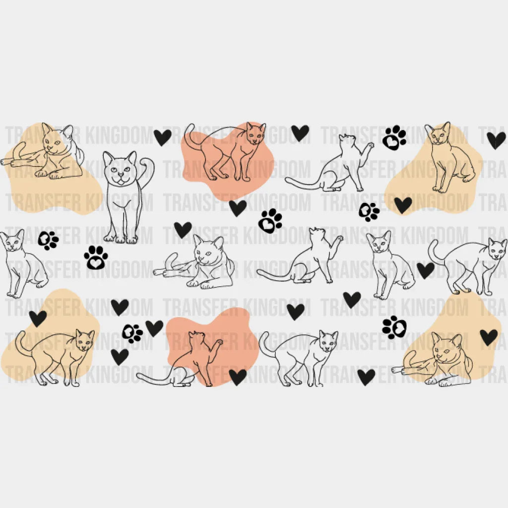 Cat Colorful Design - Pets Cup Wrap Uv Sticker Permanent Dtf Decal