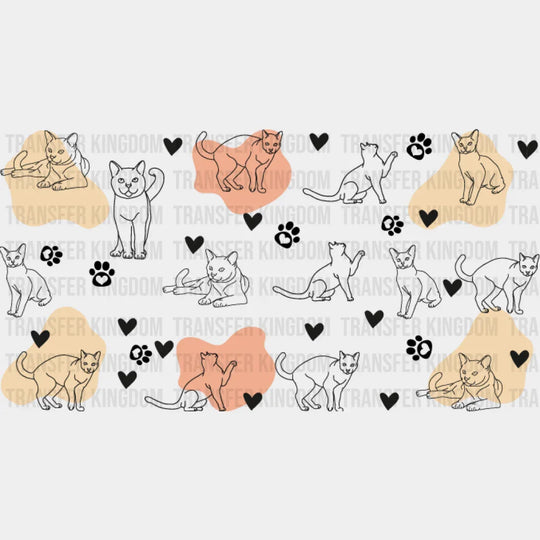 Cat Colorful Design - Pets Cup Wrap Uv Sticker Permanent Dtf Decal