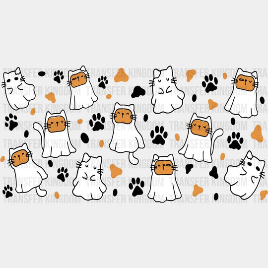 Cat Ghosts - Halloween Cup Wrap Uv Sticker Permanent Dtf Decal