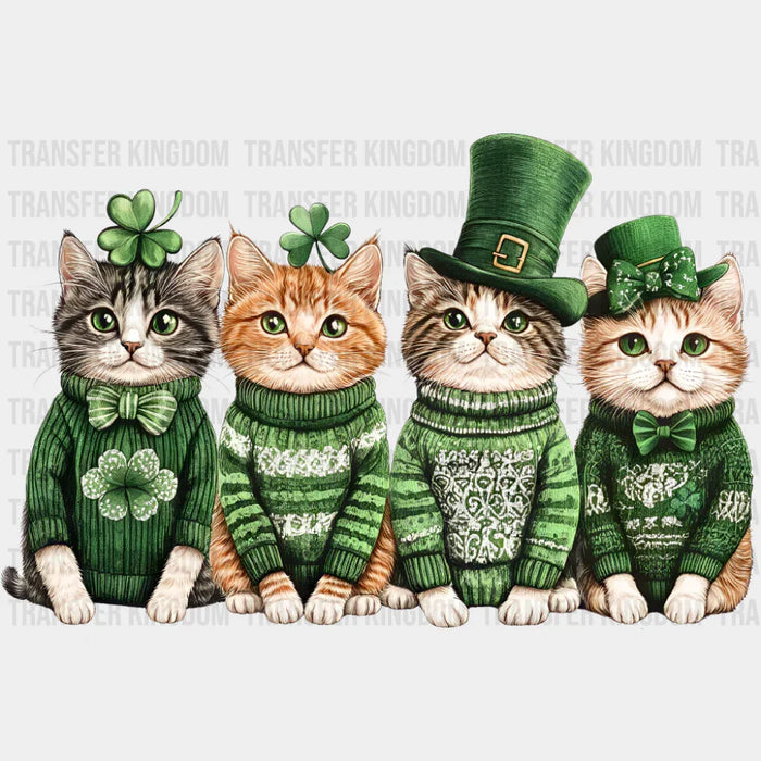 Cat Green Turtlenecks - St. Patrick's Day DTF Transfer