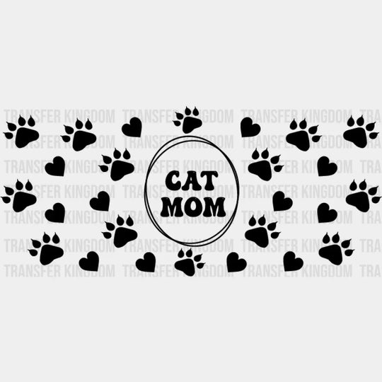 Cat Mom Circular Dark Design - Pets Cup Wrap Uv Sticker Permanent Dtf Decal