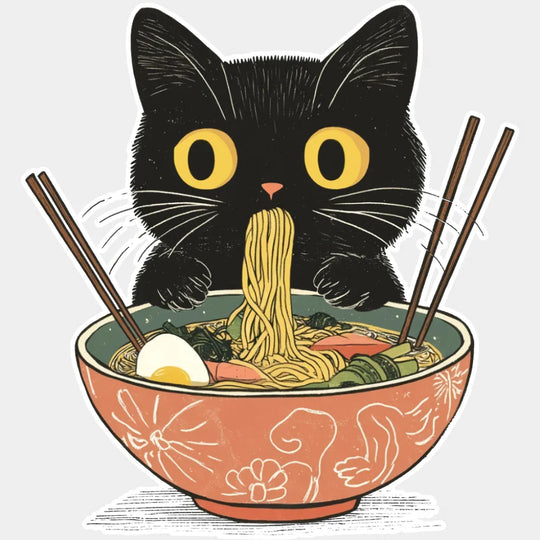 Cat Ramen Bowl - Cats DTF Transfer Adult Unisex - S & M (10’’) / Light Color Design (See Imaging)