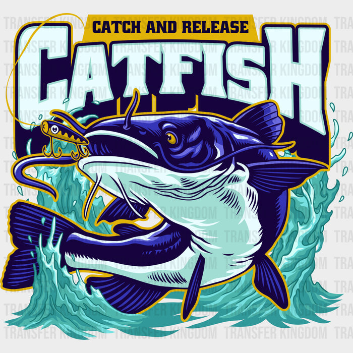 Catch And Release, Purple Catfish - Fishing DTF Transfers