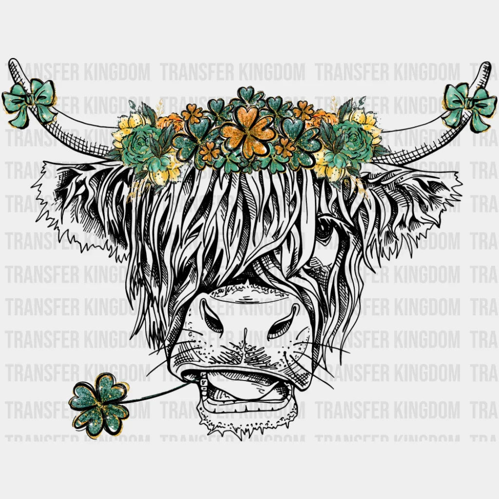 Cattle Clover B&W Design - St. Patrick’s Day DTF Transfer Adult Unisex - S & M (10’’) / Dark Color Design (See Imaging)