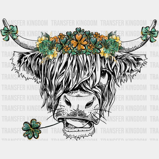 Cattle Clover B&W Design - St. Patrick’s Day DTF Transfer Adult Unisex - S & M (10’’) / Dark Color Design (See Imaging)