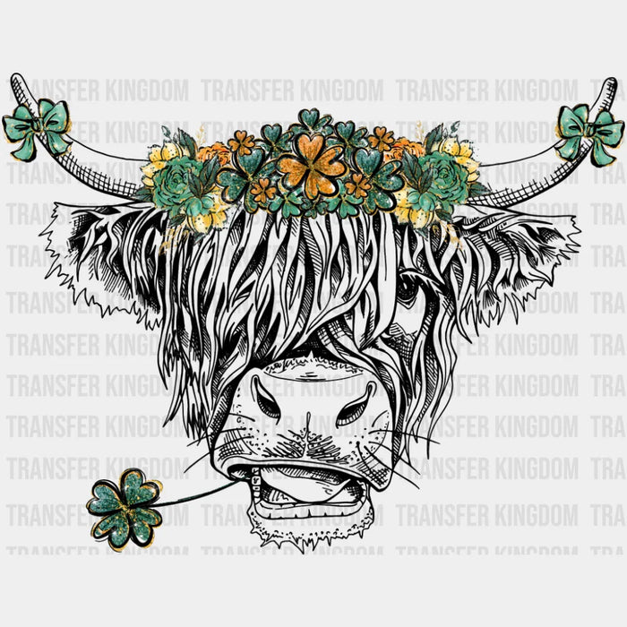 Cattle Clover B&W Design - St. Patrick's Day DTF Transfer