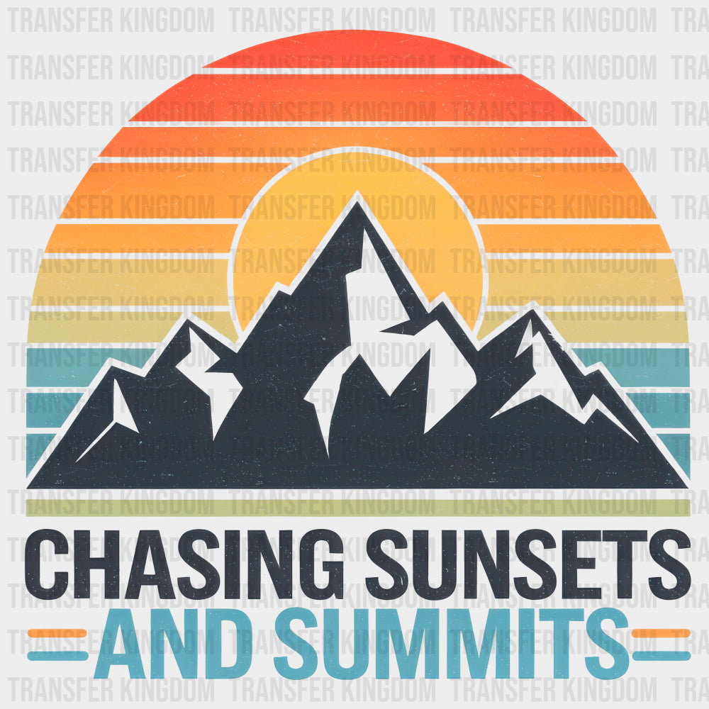 Chasing Sunsets And Summits - Hiking DTF Transfers Adult Unisex - S & M (10’’) / Dark Color Design (See Imaging)