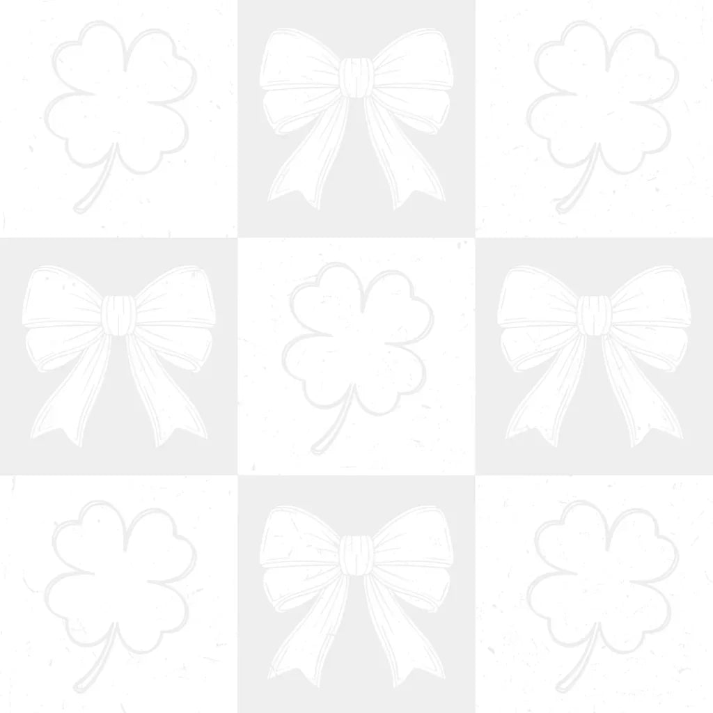 Checker Board Clovers And Ribbons - St. Patrick’s Day DTF Transfer Adult Unisex - S & M (10’’) / Light Color Design