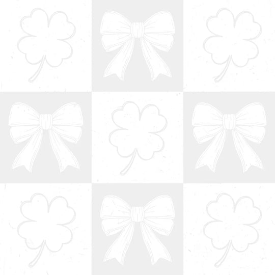 Checker Board Clovers And Ribbons - St. Patrick’s Day DTF Transfer Adult Unisex - S & M (10’’) / Light Color Design