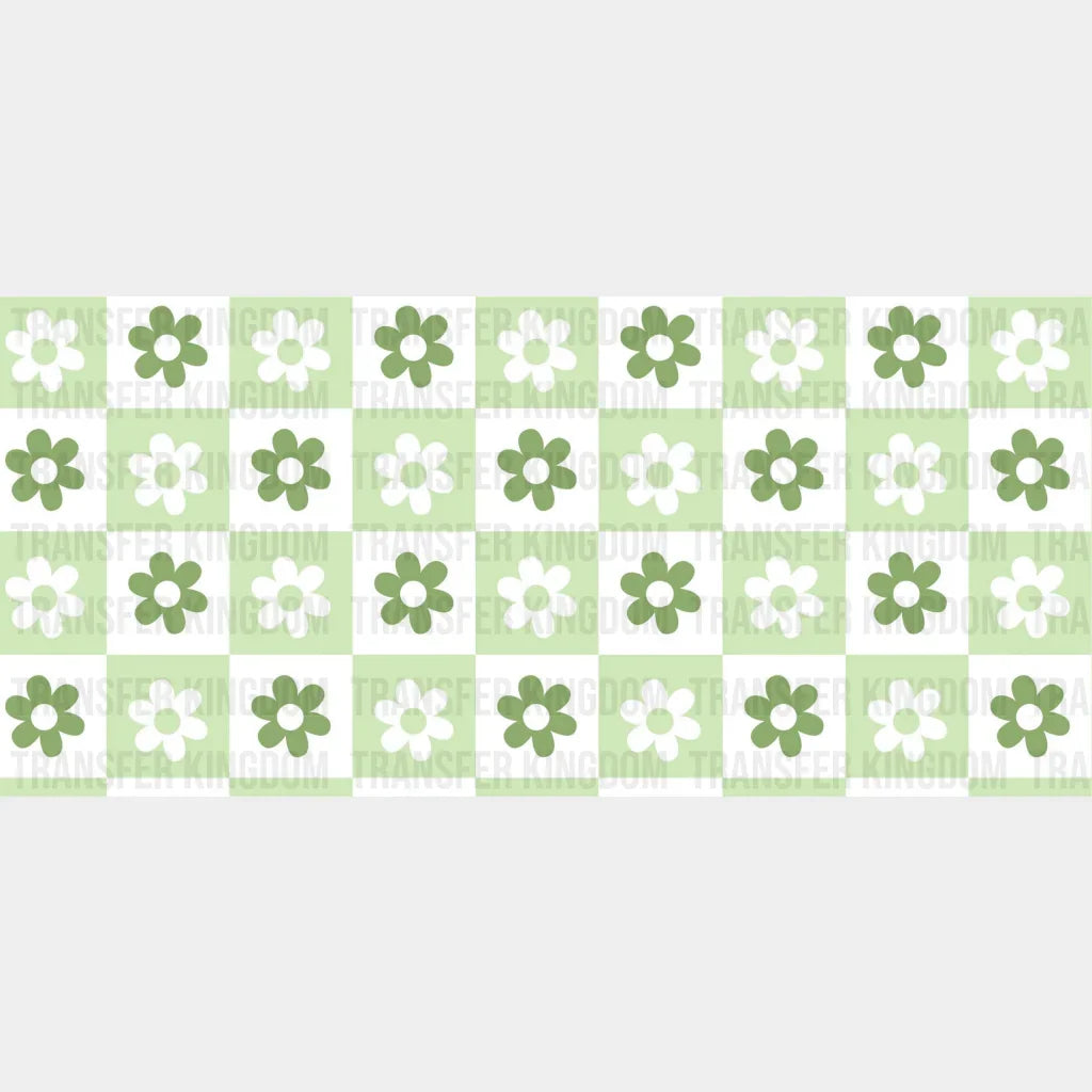 Checkered Flower Design - St Patrick Cup Wrap Uv Sticker Permanent Dtf Decal