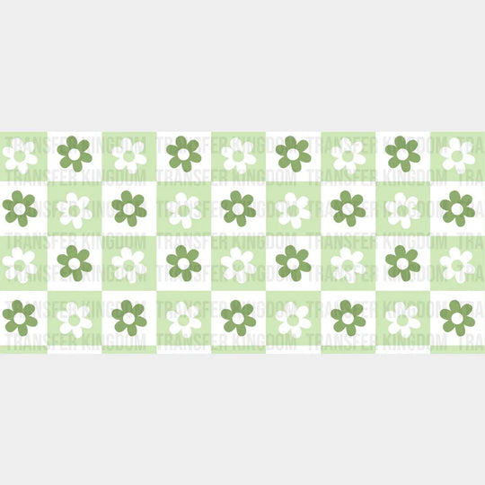 Checkered Flower Design - St Patrick Cup Wrap Uv Sticker Permanent Dtf Decal