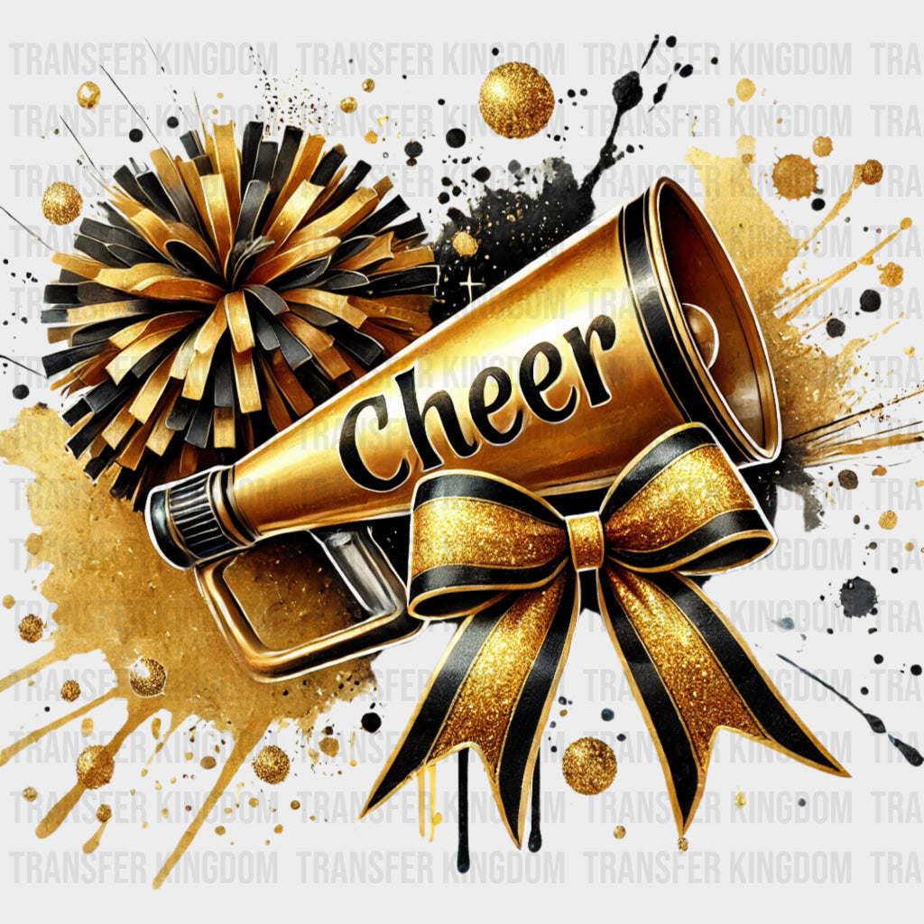 Cheer Black & Gold Megaphone - Cheerleading DTF Transfers