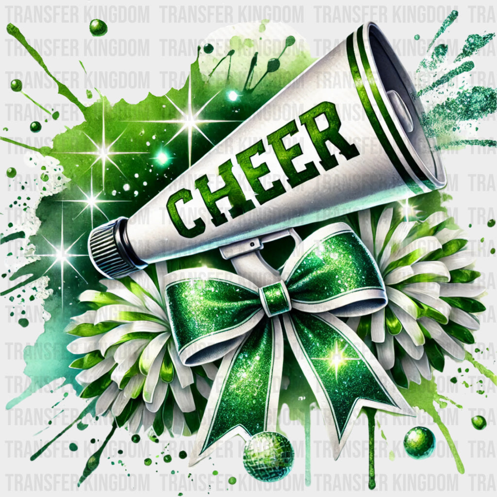 Cheer Green & White Megaphone - Cheerleading DTF Transfers
