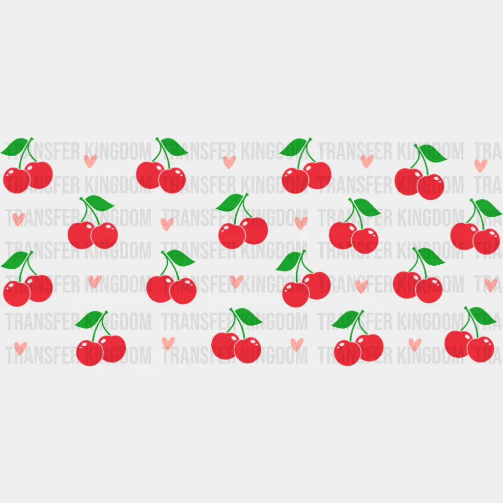 Cherries & Hearts - General Cup Wrap UV Sticker Permanent UV DTF Decal UVDTF