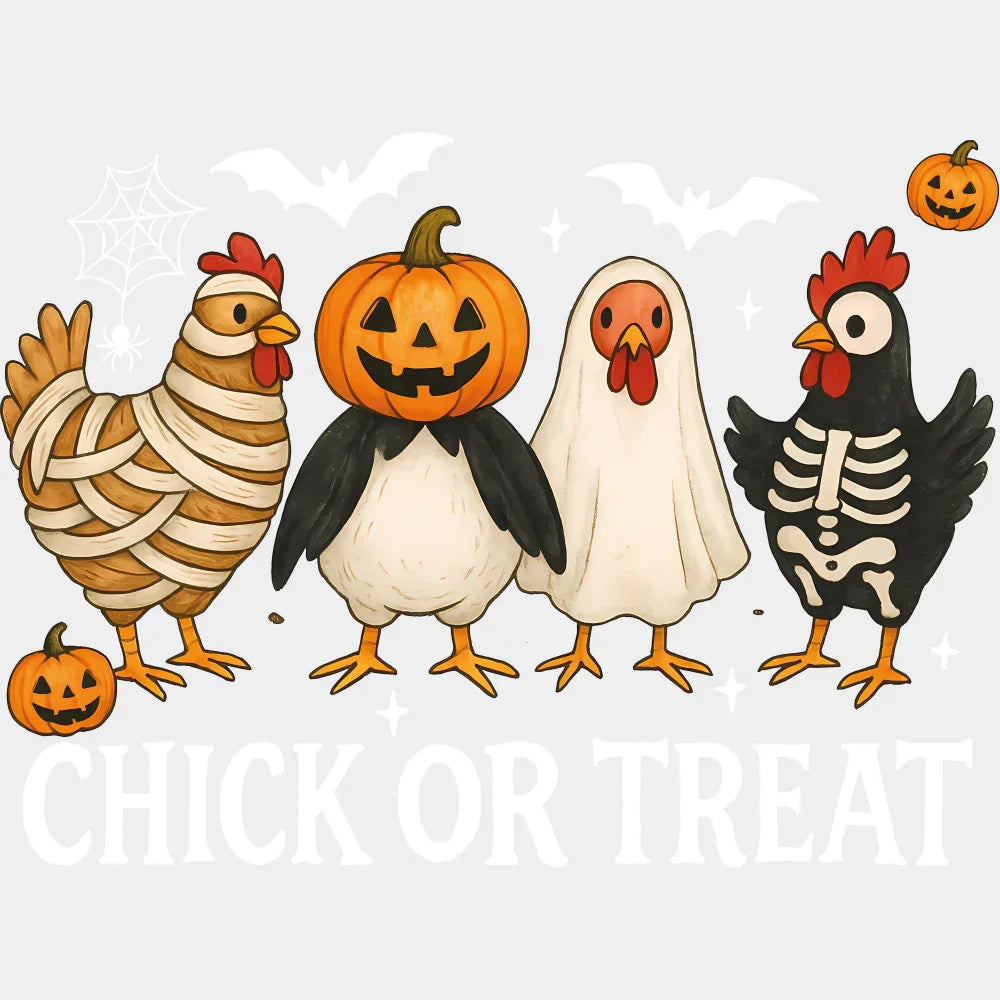 Chick Or Treat - Halloween DTF Transfer Adult Unisex - S & M (10’’) / Light Color Design (See Imaging)