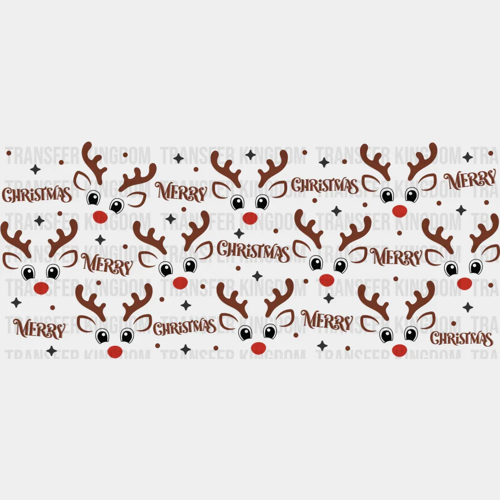 Christmas Reindeer Design - Cup Wrap Uv Sticker Permanent Dtf Decal