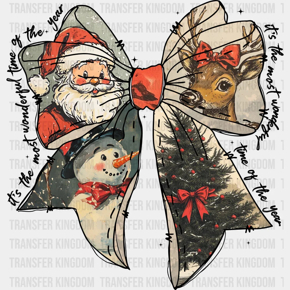 Christmas Ribbon - Christmas DTF Transfer Adult Unisex - S & M (10’’) / Dark Color Design (See Imaging)