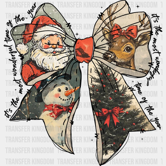 Christmas Ribbon - Christmas DTF Transfer Adult Unisex - S & M (10’’) / Dark Color Design (See Imaging)