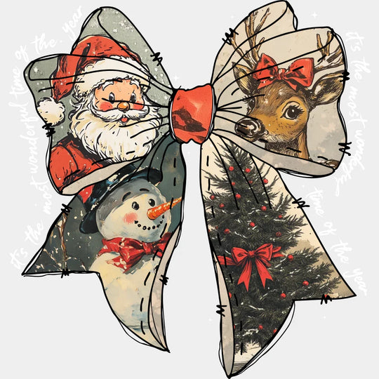 Christmas Ribbon - Christmas DTF Transfer Adult Unisex - S & M (10’’) / Light Color Design (See Imaging)