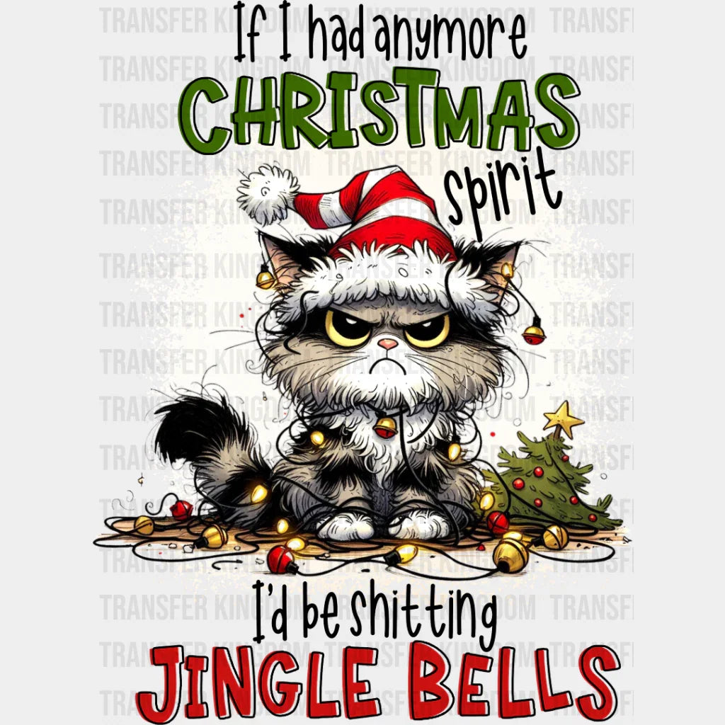Christmas Spirit Cat - Dtf Transfer Unisex S & M (10’’) / Dark Color Design See Imaging