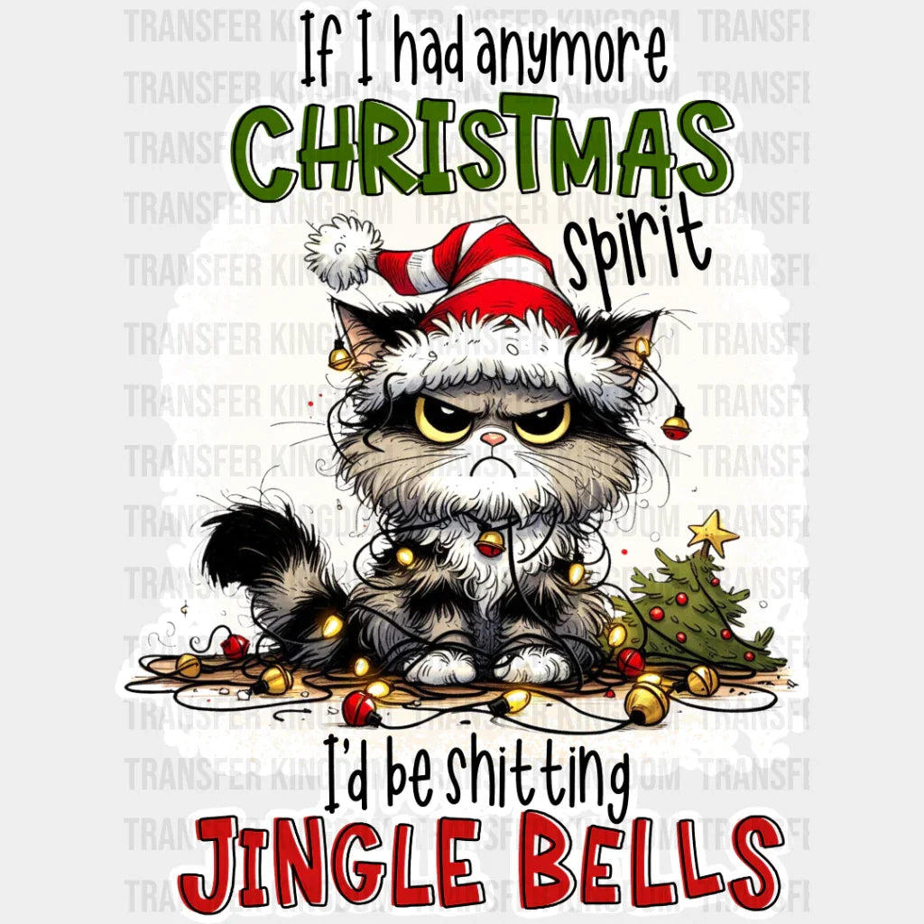 Christmas Spirit Cat - Dtf Transfer Unisex S & M (10’’) / Light Color Design See Imaging