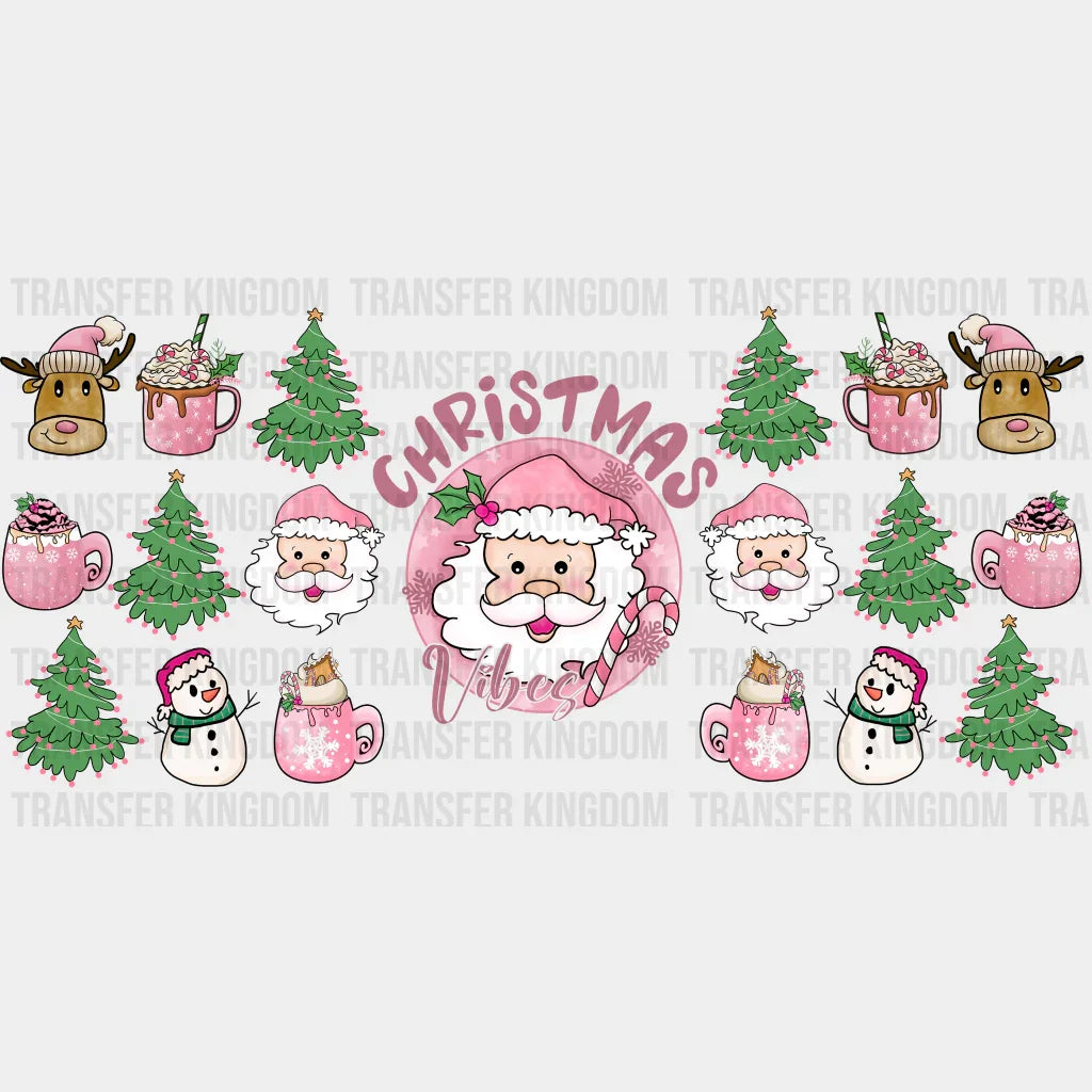 Christmas Vibes Santa Design - Cup Wrap Uv Sticker Permanent Dtf Decal