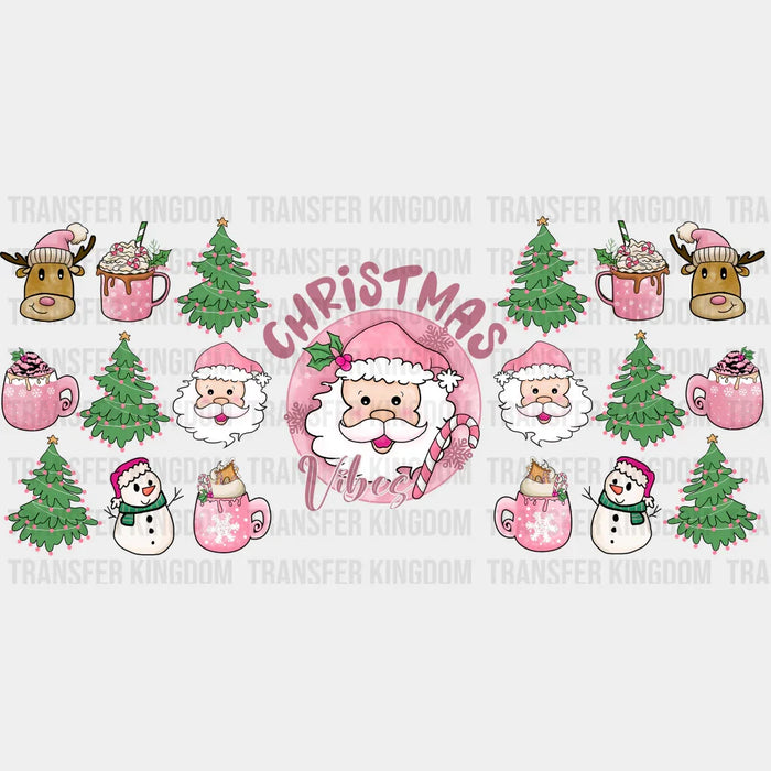 Christmas Vibes Santa Design - Christmas Cup Wrap UV Sticker Permanent UV DTF Decal