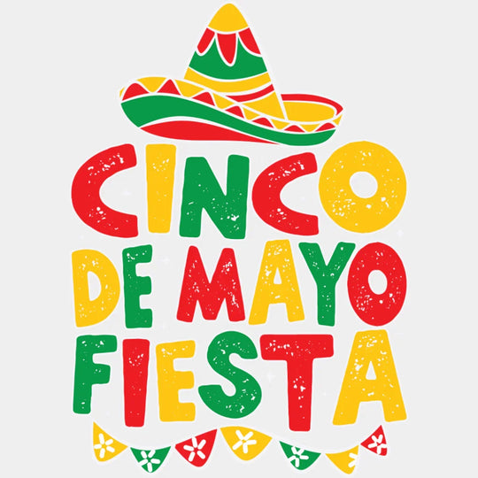 Cinco De Mayo Fiesta - Cinco De Mayo DTF Transfer Adult Unisex - S & M (10’’) / Light Color Design (See Imaging)