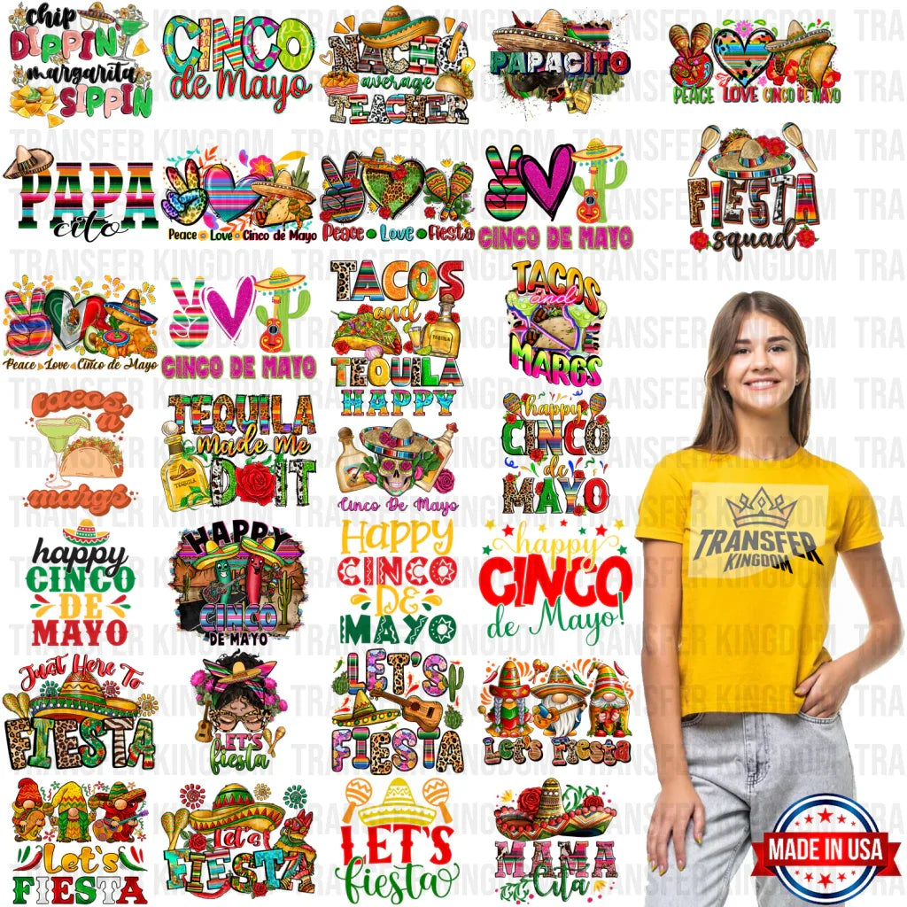 Cinco De Mayo Premade Gang Sheet - 30 Pcs 10 Inch (Bundle 2)
