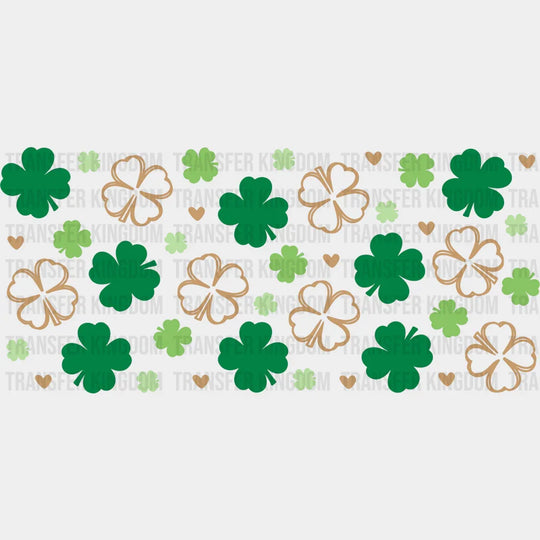 Clovers And Hearts - St Patrick Cup Wrap Uv Sticker Permanent Dtf Decal