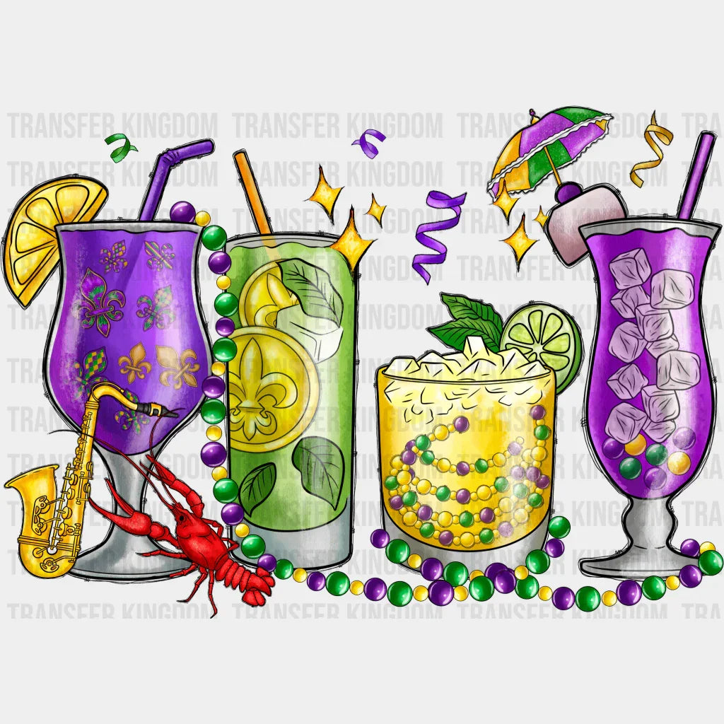 Cocktails Mardi Gras Design- Dtf Heat Transfer