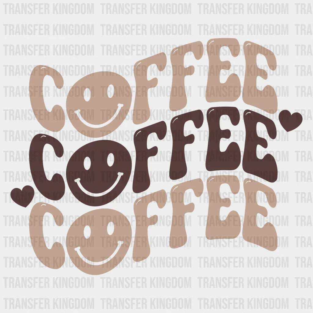 Coffee Smiley Wavy Design - Dtf Heat Transfer