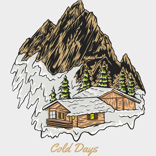 Cold Days Mountain Cabin - Hiking DTF Transfers Adult Unisex - S & M (10’’) / Light Color Design (See Imaging)
