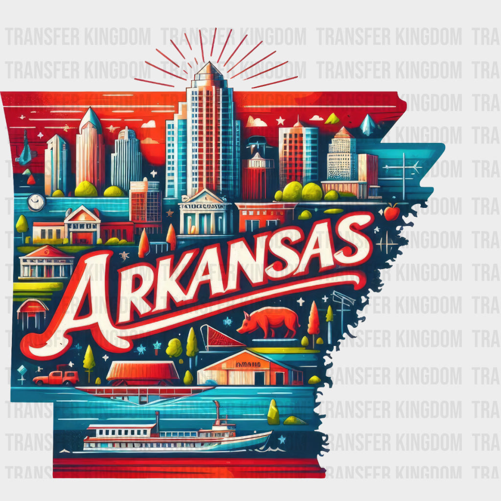 Colorful Arkansas State Design - & Cities Dtf Heat Transfer