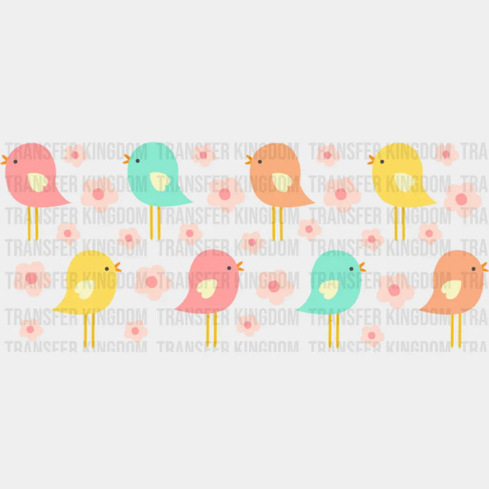 Colorful Birds and Flowers UV DTF Sticker