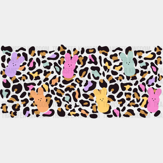 Colorful Bunnies Leopard Print - Easter Cup Wrap Uv Sticker Permanent Dtf Decal
