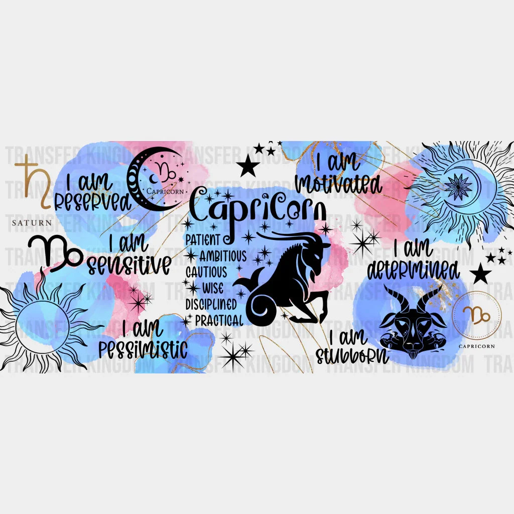 Colorful Capricorn Sign - Zodiac Cup Wrap Uv Sticker Permanent Dtf Decal