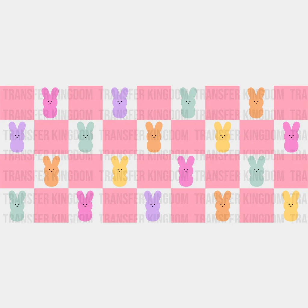 Colorful Checkered Bunny Design - Easter Cup Wrap Uv Sticker Permanent Dtf Decal