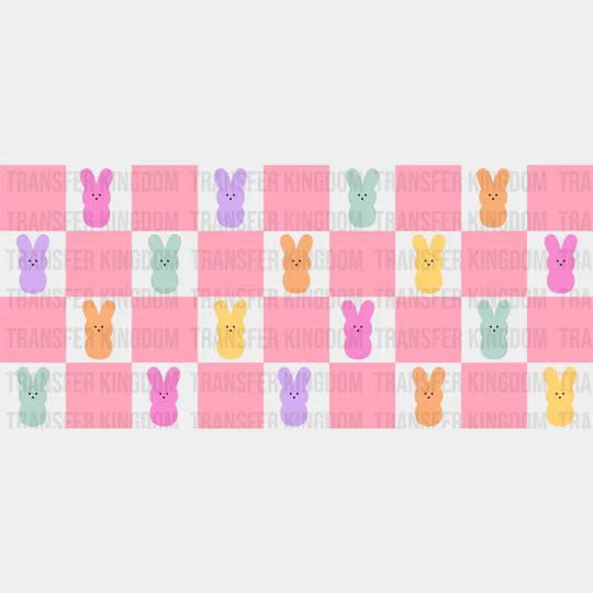 Colorful Checkered Bunny Design - Easter Cup Wrap Uv Sticker Permanent Dtf Decal